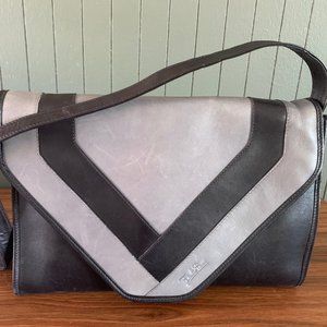 Vintage Emilio Pucci Black / Gray Leather Bag or Clutch Purse